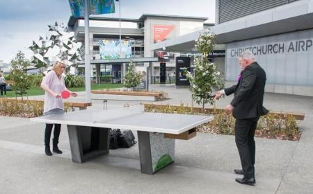 Christchurch Airport playing table tennis