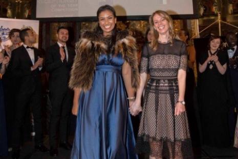 Left to right Ms Priyanka Payal Sharma and Ms Katherine Emily Dey of Monte Carlo joint second runner ups at Paris prize ceremony